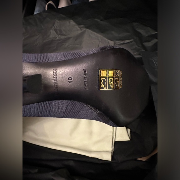 BURBERRY DOLMAN NAVY GRAY KNITTED CHECK KNEE HIGH HEEL SOCK BOOTS - Picture 6 of 11